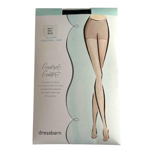 Collant contenitivo in seta Dressbarn vintage – Taglia C, Nero – NOS nella confezione