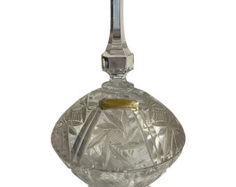 Plato vintage de Alemania Occidental cubierto de cristal de plomo con tapa – Caja de dulces de cristal pesado tallado a mano – Décadas de 1960 a 1980