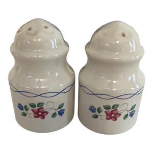 Pfaltzgraff Bonnie Brae Salt and Pepper Shakers – Vintage Floral Stoneware – 4” Tall, USA