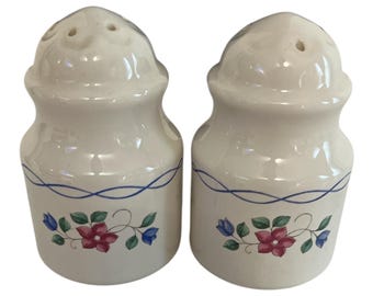 Pfaltzgraff Bonnie Brae Salt and Pepper Shakers – Vintage Floral Stoneware – 4” Tall, USA