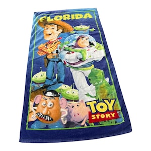 90&#39;s - Y2K Disney Toy Story Florida Beach Towel – Woody, Buzz, & Friends – Jerry Leigh 100% Cotton