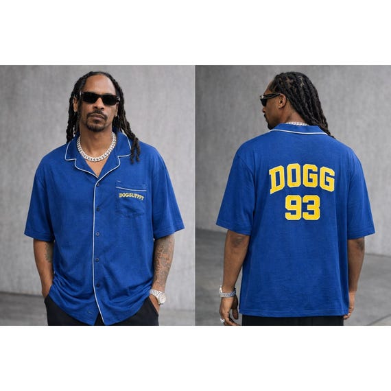 Dogg Supply by Snoop Dogg Blue Button Front Shirt DOGG 93 Size XL