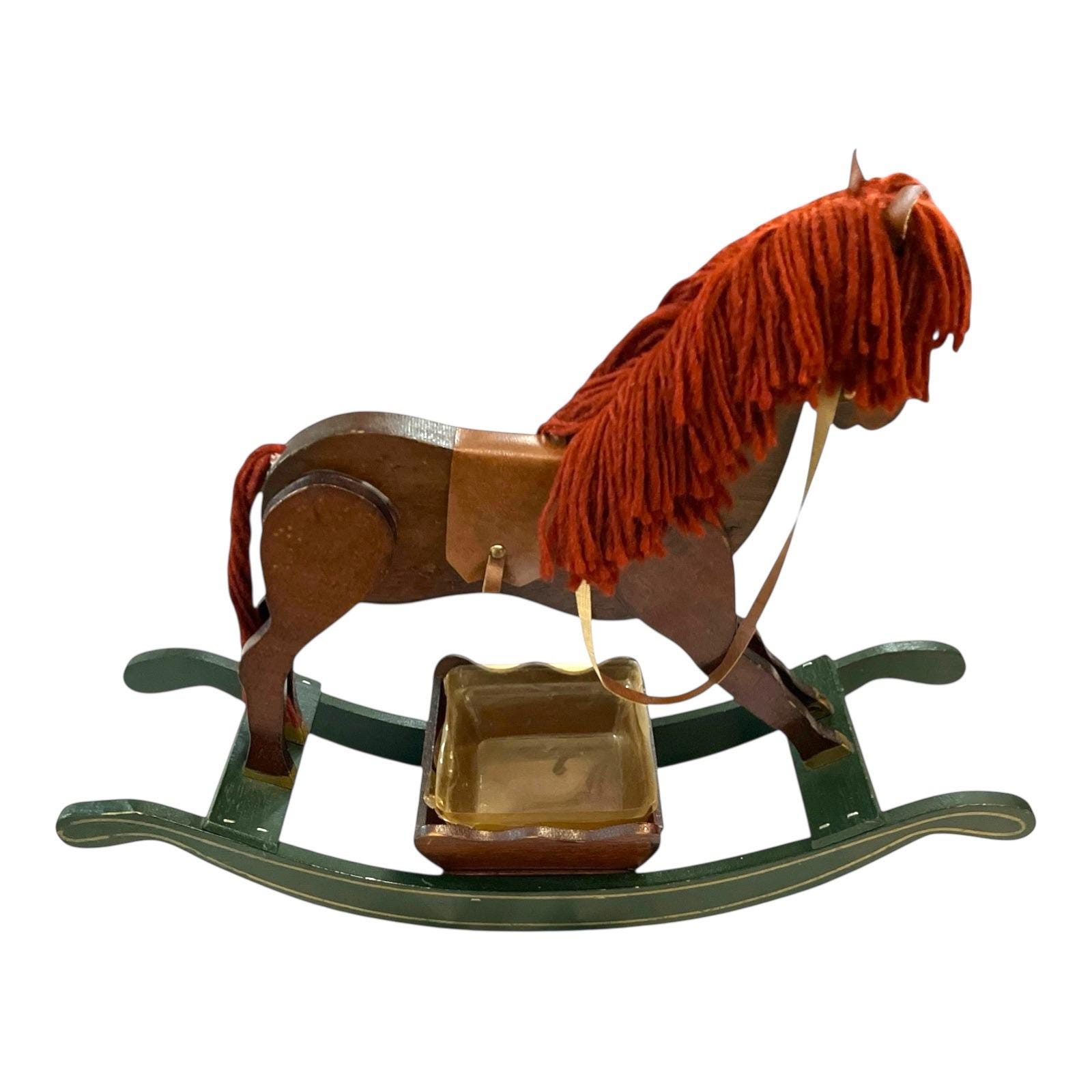 Vintage Handmade Wooden Rocking Horse Candy Dish / Planter – Yarn