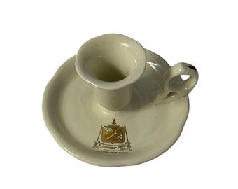 Candelabro/Cenicero de cerámica color crema Vintage Hall USA Seaview Country Club, Nueva Jersey