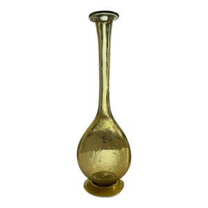 Vintage Amber Glass Vase with Character – 15.5&quot; Hand Blown Mid Century Display Piece