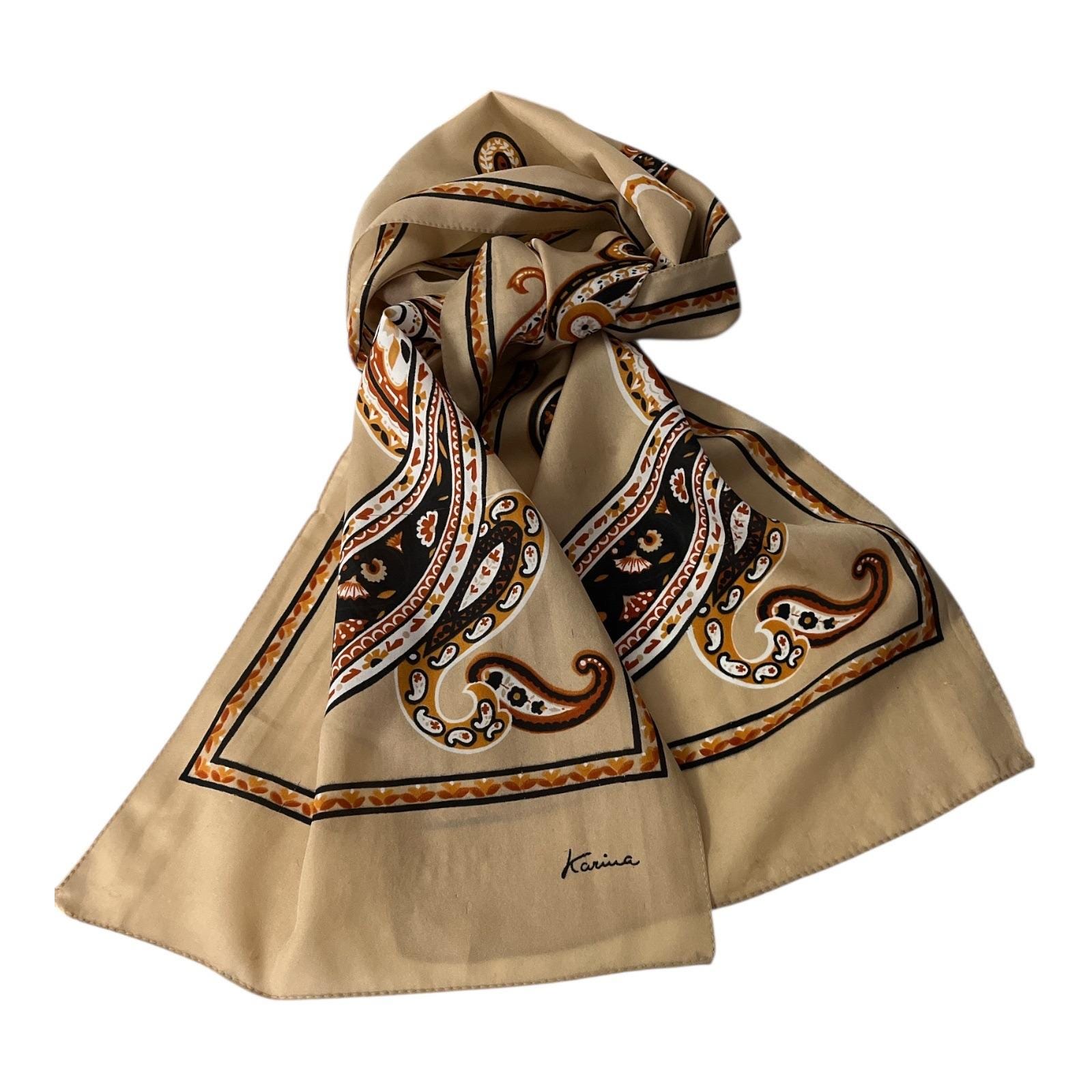 美品 希少 RUDE GALLERY paisley scarf Vintage Karina Paisley Scarf – Tan, Brown & Black Rectangular Neck
