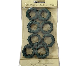 Vintage Better Home Plastics stoffen servetringen uit 2004, set van 8, nieuw in verpakking, saliegroen.