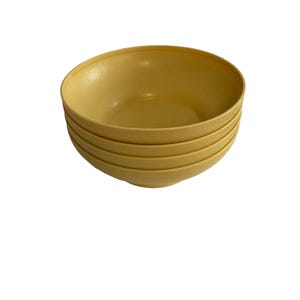 Juego de 4 cuencos para cereales Tupperware amarillos vintage de 15 cm (6 pulgadas), fabricados en EE. UU. #890-34