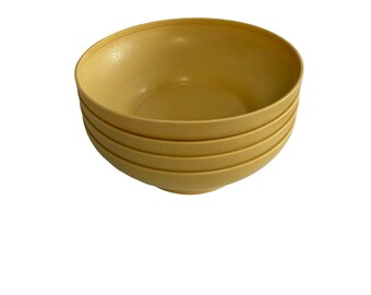 Juego de 4 cuencos para cereales Tupperware amarillos vintage de 15 cm (6 pulgadas), fabricados en EE. UU. #890-34