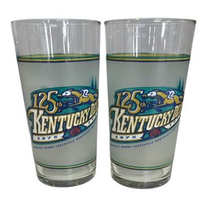 Set of 2 Kentucky Derby Mint Julep Glasses – 1999 125th Official Aramark – Vintage Collectible