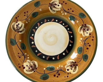 Corsica Home Brigette Handcrafted Dinner Plate 11" Floral Rustic Crackle Glaze