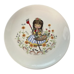 Vintage James Kent Old Foley Plate – Girl with Basket Design – Staffordshire China