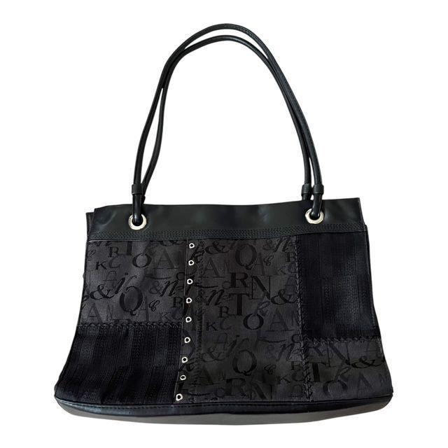 Sag Harbor Black Alphabet Patchwork Tote Bag Faux Leather Shoulder