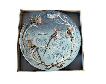 Haviland Limoges Four Colly Birds Weihnachten Sammlerteller Noel 1973 Boxed