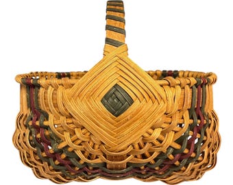 2004 Signed Handwoven Basket by Daniel E. Mast – Amish Folk Art Style – Lemon-Shaped Base