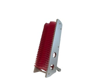 Vintage CD DVD Organizer Rack 26 Slot Red Acrylic Media Holder Wood Frame 17” Tall