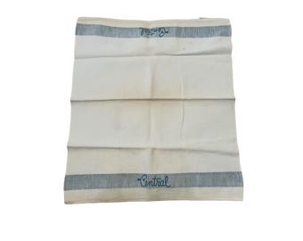 Vintage NY Central Railroad Towel Cannon Blue Stripe Linen Dining Car 18x15