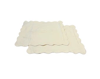 M & L Portugal Ivory Damast Kissenbezüge Standardgröße Baumwolle mit gewelltem Rand 30x24