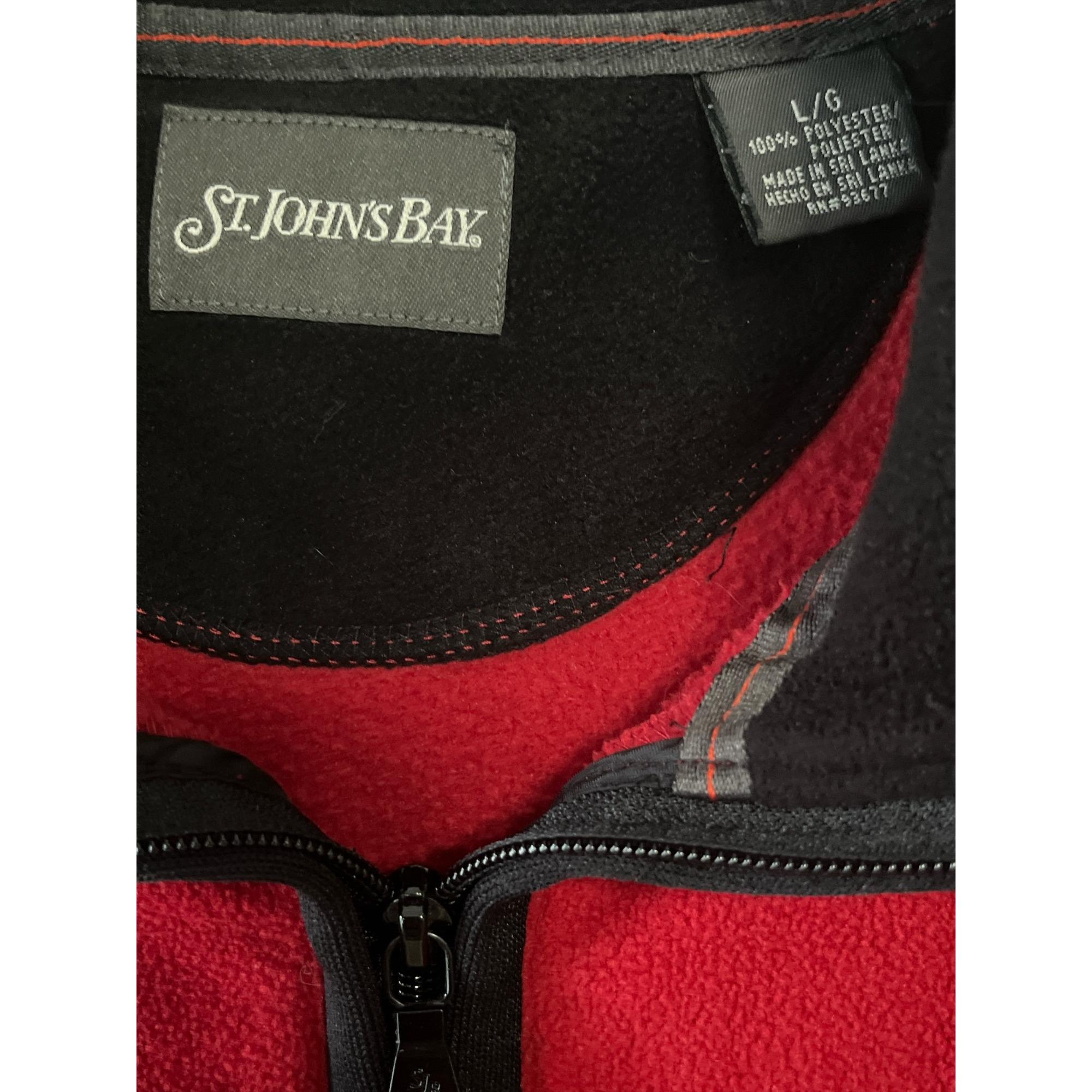 Vtg St. John's Bay Red Fleece Pullover L – 90s Y2K Mens 1/4 Zip