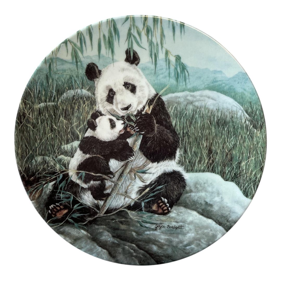 1990 W.S. George Panda Plate A Mother's Care Joyce Bridgett