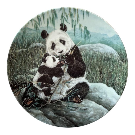 1990 W.S. George Panda Plate A Mother's Care Joyce Bridgett