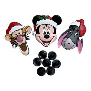 Rare Disney Christmas Pin Set – Minnie Mouse, Tigger & Eeyore in Santa Hats – Holiday Enamel Pins with Mickey Backs