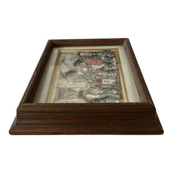 Vintage Anton Pieck Framed 3D Art Print – Old Market Scene With