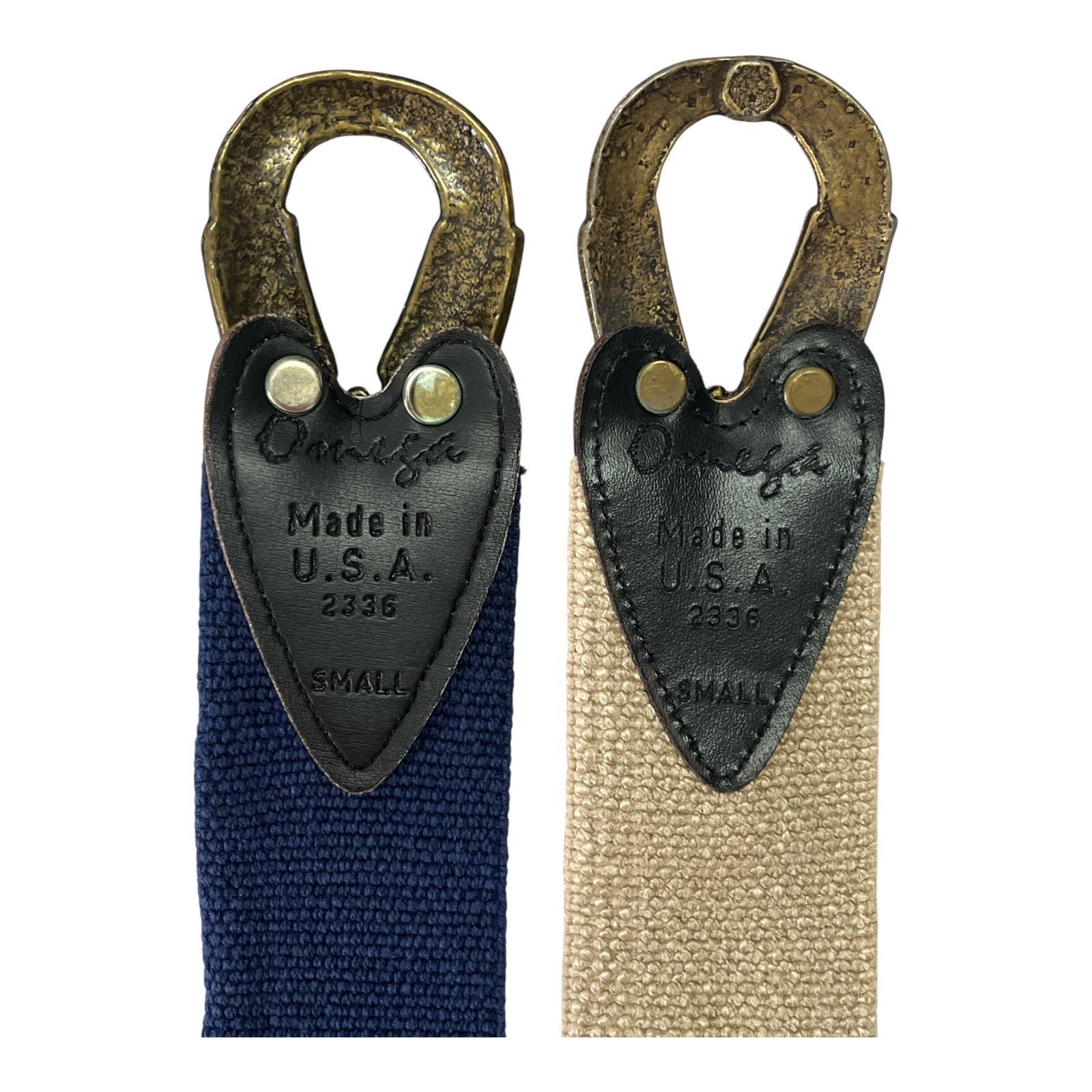 Vintage Omega Stretch Belts Small Set of 2 Canvas Elastic Brass Arrowhead Buckle s-l1200.jpg main image 3
