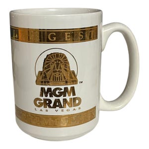 Vintage 1993 MGM Grand Hotel Las Vegas Coffee Mug – Gold Trim and Lion Logo