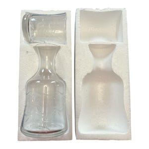 2004 Discontinued Southern Living at HOME English Garden Bedside Set – Handmade Etched Glass Carafe and Cup – New in Box