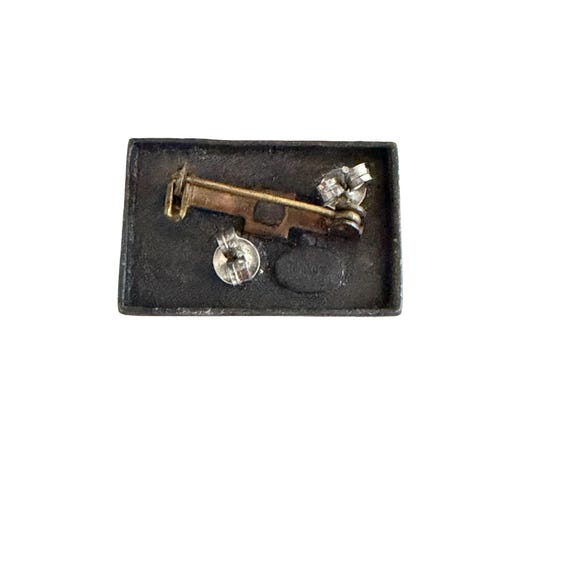 Vintage Torino Pewter Floral Butterfly Brooch with Matching Butterfly Stud Earrings Signed Set View 2