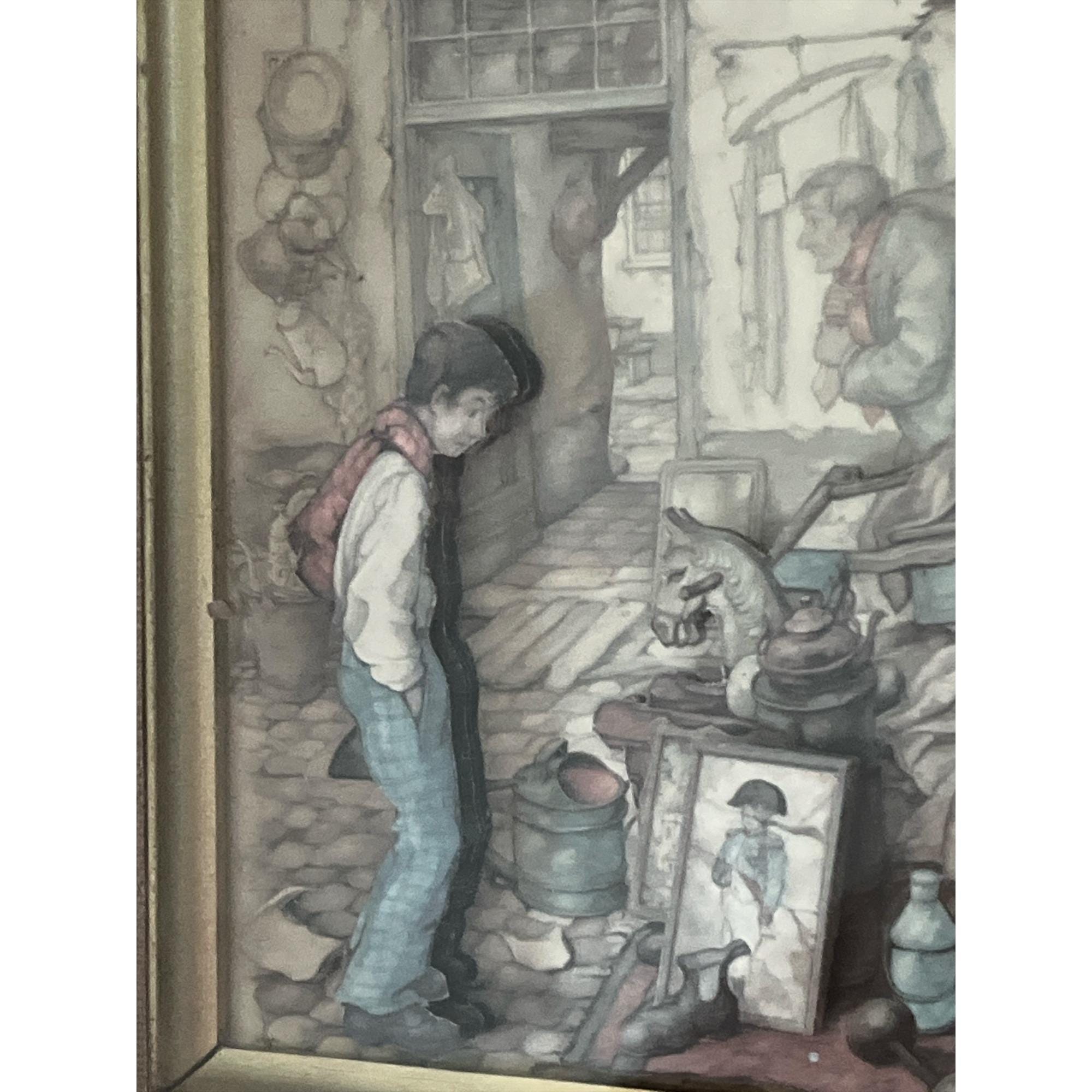 Vintage Anton Pieck Framed 3D Art Print – Old Market Scene With