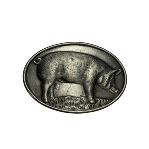 Vintage Wayne Feeds Pig Belt Buckle Limited Edition Allied Mills Farm 3.5”