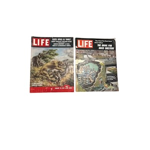 Vintage LIFE Magazine Lot 1959 1962 Cold War Fallout Shelter Sabertooth Cat Mid Century Ads