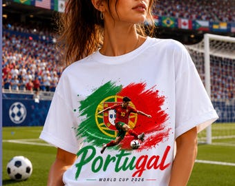 Portogallo Coppa del Mondo 2026 PNG, Giocatore di calcio del Portogallo png Maglia da tifoso di calcio, Download digitale, FIFA 2026 Sublimazione png, Design trasferimento DTF