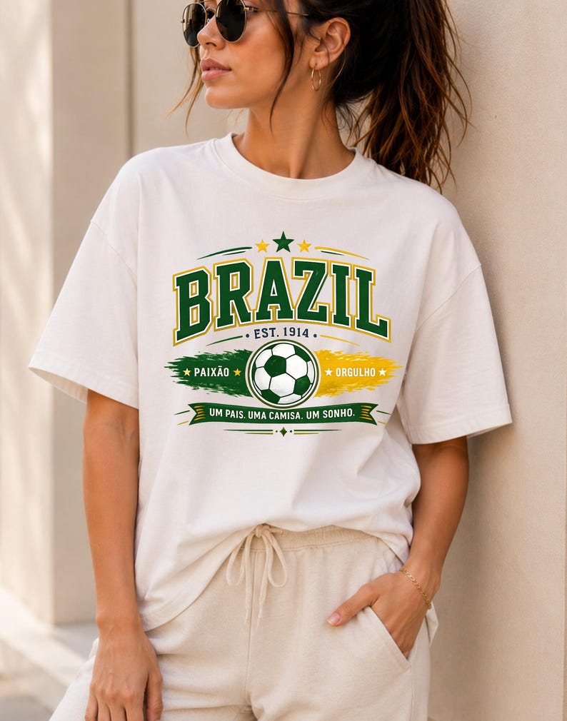 Brazil Soccer Fan PNG, Brazil Football Shirt Design, Vintage soccer design, brazil soccer png, brazil football png, world cup 2026 shirt png image 4