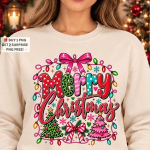 Merry Christmas Png, Merry and bright png, Girly Holiday XmasPNG, Leopard Christmas Tree PNG, Merry and Bright, Pink Christmas Shirt png