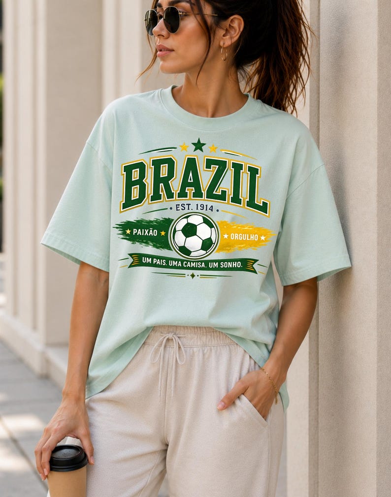 Brazil Soccer Fan PNG, Brazil Football Shirt Design, Vintage soccer design, brazil soccer png, brazil football png, world cup 2026 shirt png image 5