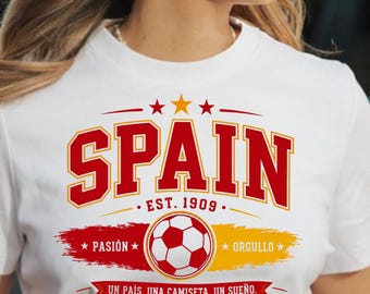 Spagna Calcio PNG, Design Maglia Tifoso Calcio Spagnolo, Spagna Coppa del Mondo 2026 PNG, Grafica Squadra Spagna Vintage, Download Sublimazione DTF