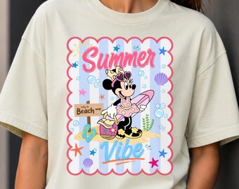 Summer Vibes PNG, Minnie Mouse Beach png, summer beach shirt png, retro Minnie surf png, beach girls trip shirt, vacation beach png design