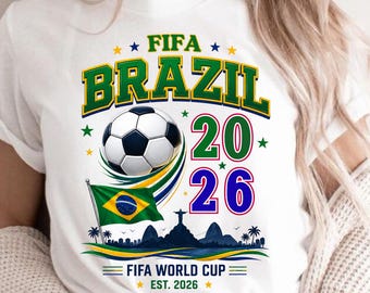 Brasile 2026 Calcio PNG, Design per tifosi di calcio del Brasile, Grafica per maglia da calcio brasiliana, Download per sublimazione sportiva, PNG istantaneo, Coppa del Mondo FIFA