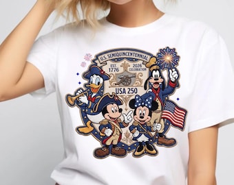 USA 250 PNG, Topolino cartone animato png, Design per la celebrazione del 250° anniversario dell'America, Quattro luglio png, Sublimazione retrò USA, Maglietta per il Giorno dell'Indipendenza png