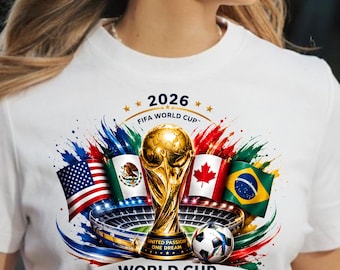 Coppa del Mondo 2026 PNG, design maglia campionato di calcio USA Messico Canada calcio PNG, sublimazione per tifosi sportivi, download immediato, Coppa del Mondo FIFA