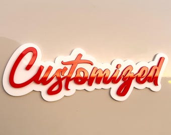 Custom Text Car Emblem, Choose Your Own Font and Colors, Strong Adhesive Mounted, Title Badge