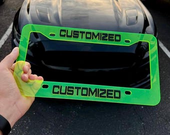 Custom License Plate Frame Cover (single plate) Neon Acrylic License Plate Frame
