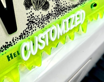 Custom License Plate Frame Cover (single plate) Neon Acrylic License Plate Frame