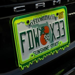 Slime Ooze License Plate Frame – JDM Car Show Tuner Plate Cover, Unique Car Mod Accessory, Custom Gift for Car Enthusiast, Gift for Him