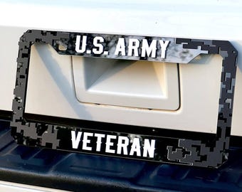 Veteran U.S. Army Black License Plate Frame Cover, Frame, car frame, custom frame, Gift For Dad, Gift For Her, Gift For Him