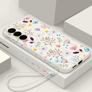 Luxury Floral Lanyard Flower Phone Case for Samsung Galaxy S26 S25 S24 S23 S22 S21 A55 A54 A35 S23 Ultra FE A15 A14 A52 Strap Cover | Gift
