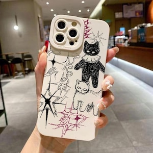 Leuke Kat Siliconen Telefoon Case voor iPhone 16 15 14 13 12 11 Pro Max Plus XR XS 8 7 SE Schokbestendig Soft Bumper Cover Cadeau voor Kattenliefhebbers